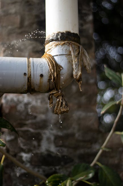 Water leak from a burst pipe causing structural damage